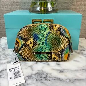 NWT Brahmin Mineral Blue Chevelle Snake Embossed Tina Cosmetic Case